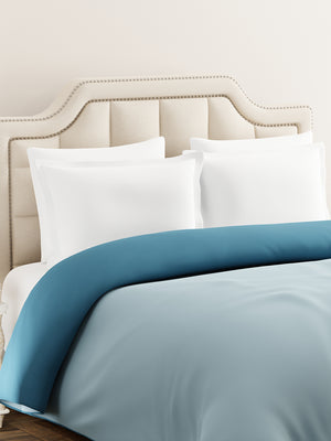 Double Reversible Comforter, Blue (94 inches L x 87 inches W), BasicX Collection