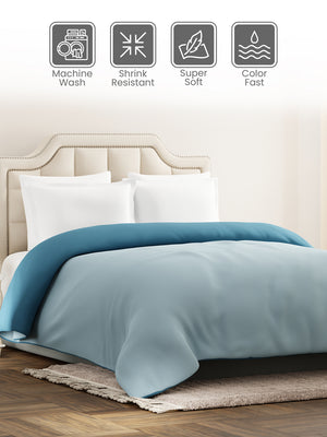 Double Reversible Comforter, Blue (94 inches L x 87 inches W), BasicX Collection