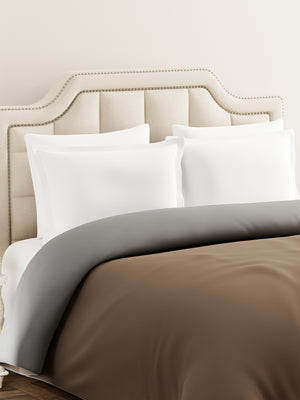 Double Reversible Comforter, Brown & Grey (94 inches L x 87 inches W), BasicX Collection