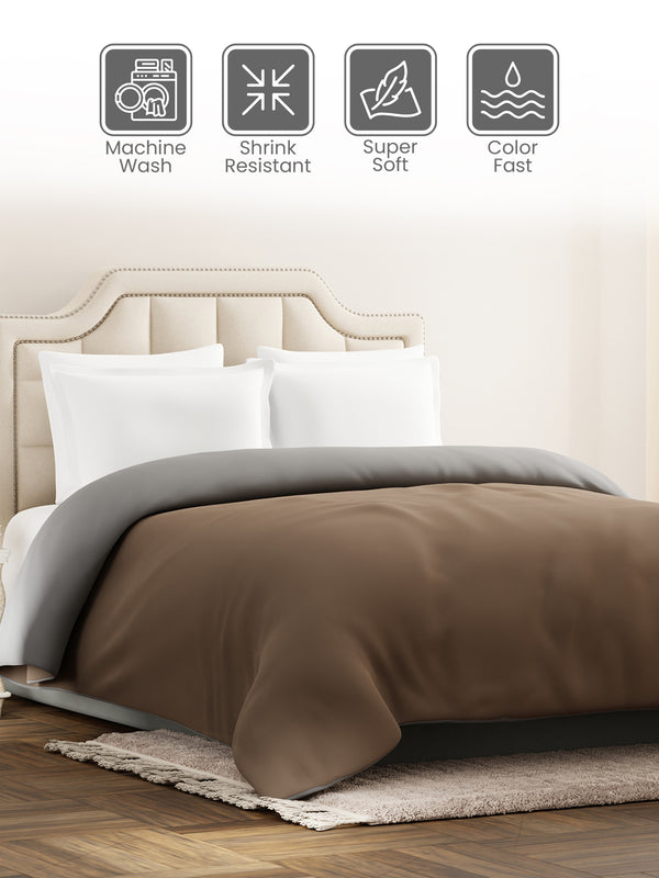 Double Reversible Comforter, Brown & Grey (2.40 L x 2.20 W meters), Forever Collection