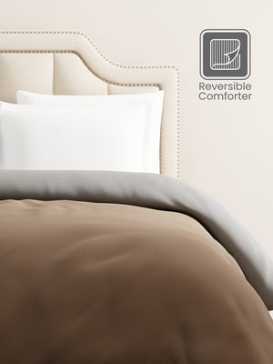 Double Reversible Comforter, Brown & Grey (2.40 L x 2.20 W meters), Forever Collection