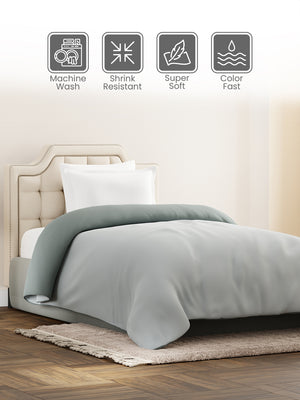 Single Reversible Comforter, Grey (87 inches L x 60 inches W), BasicX Collection