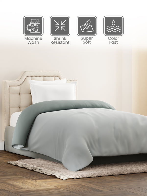Single Reversible Comforter, Grey (87 inches L x 60 inches W), BasicX Collection