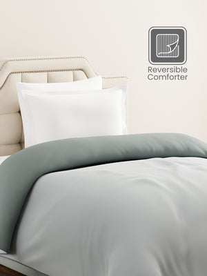 Single Reversible Comforter, Grey (87 inches L x 60 inches W), BasicX Collection