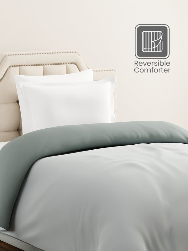 Single Reversible Comforter, Grey (87 inches L x 60 inches W), BasicX Collection
