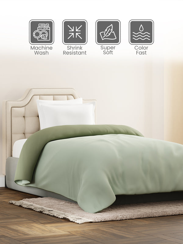 Single Reversible Comforter, Green (2.20 L x 1.52 W meters), Forever Collection