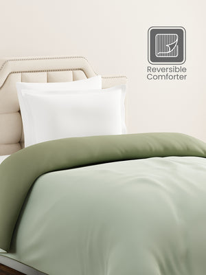 Single Reversible Comforter, Green (87 inches L x 60 inches W), BasicX Collection