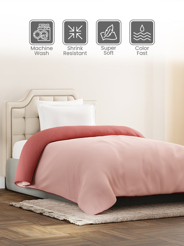 Single Reversible Comforter, Pink (87 inches L x 60 inches W), BasicX Collection