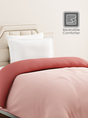 Single Reversible Comforter, Pink (87 inches L x 60 inches W), BasicX Collection