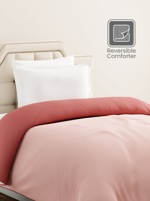 Single Reversible Comforter, Pink (87 inches L x 60 inches W), BasicX Collection