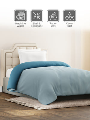 Single Reversible Comforter, Blue (87 inches L x 60 inches W), BasicX Collection