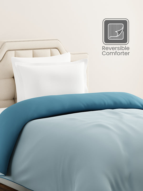 Single Reversible Comforter, Blue (87 inches L x 60 inches W), BasicX Collection