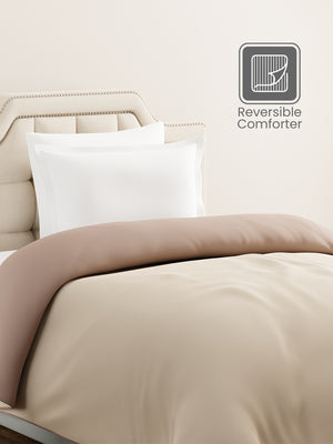 Single Reversible Comforter, Beige & Brown (2.20 L x 1.52 W meters), Forever Collection