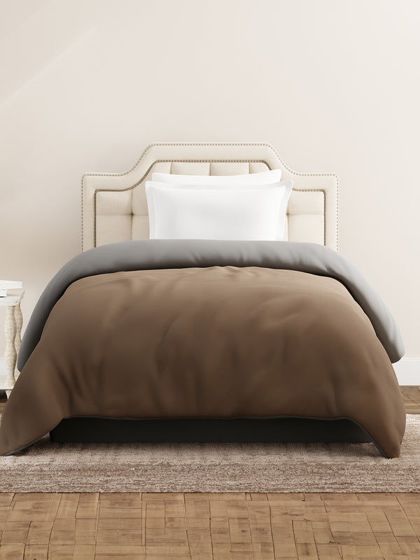 Single Reversible Comforter, Brown & Grey (87 inches L x 60 inches W), BasicX Collection