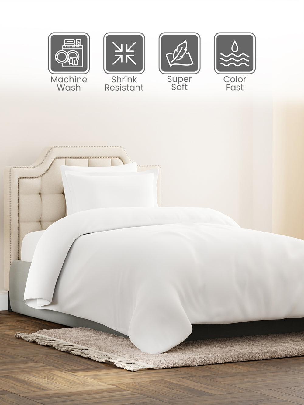 Single Reversible Comforter, White (2.20 L x 1.52 W meters), Forever Collection