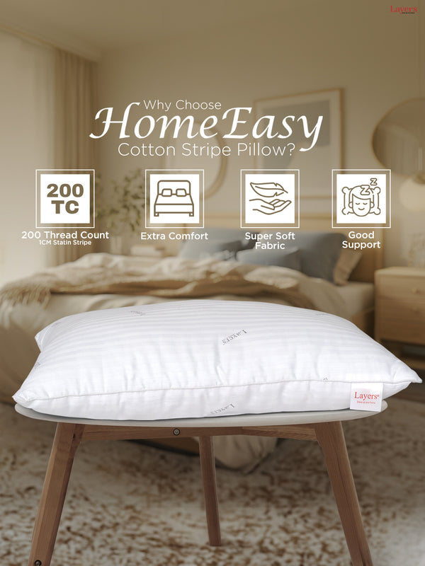 Home Easy 100% Cotton 200 TC White Soft Pillow - Set of 1 (17 x 27 inches)
