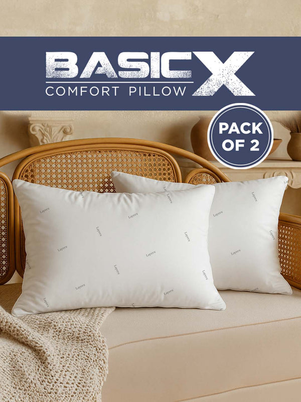 Soft Comfort Pillows - Pack of 2, White  (17 x 27 inches), BasicX Collection