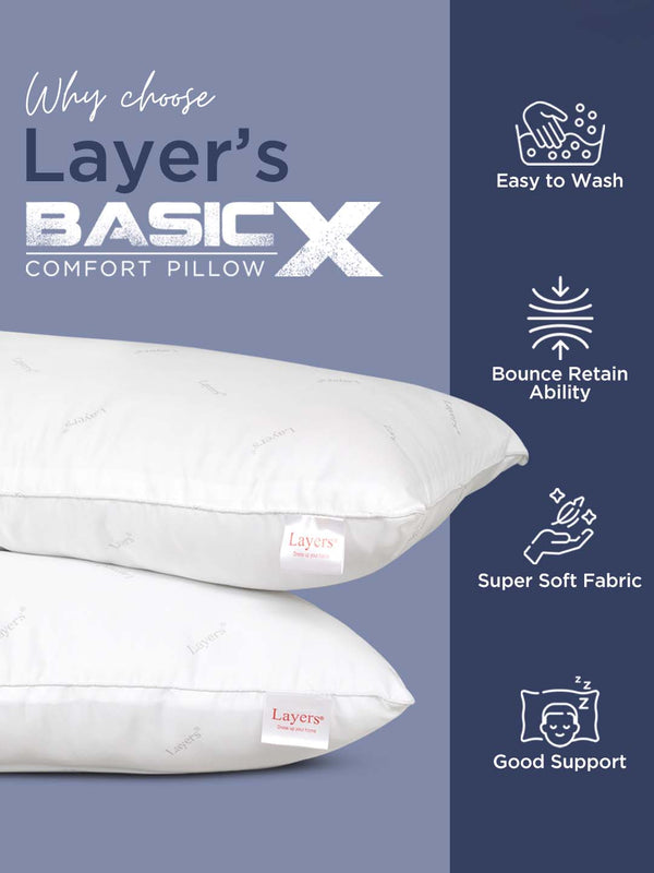 Soft Comfort Pillows - Pack of 2, White  (17 x 27 inches), BasicX Collection