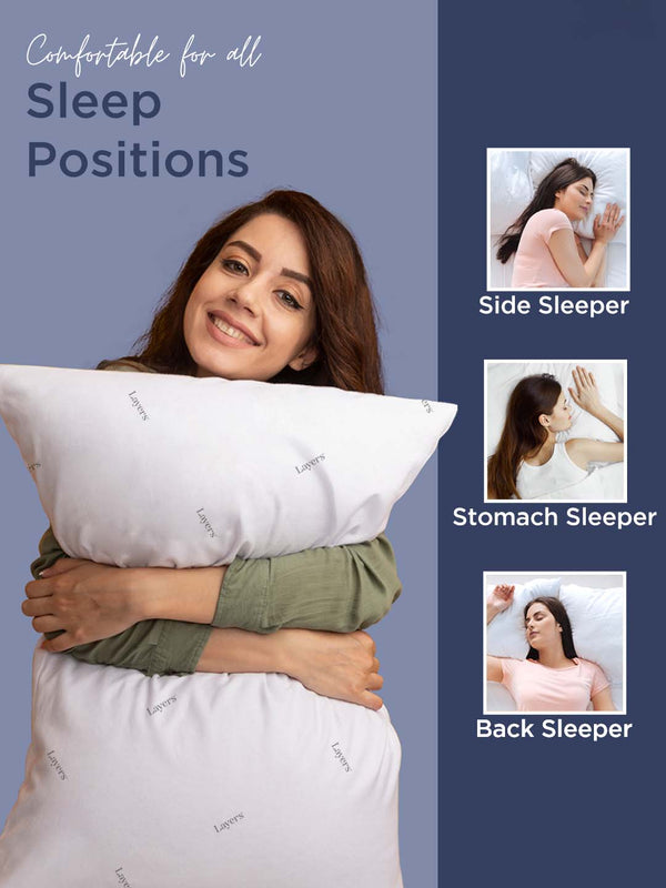 Soft Comfort Pillows - Pack of 2, White  (17 x 27 inches), BasicX Collection