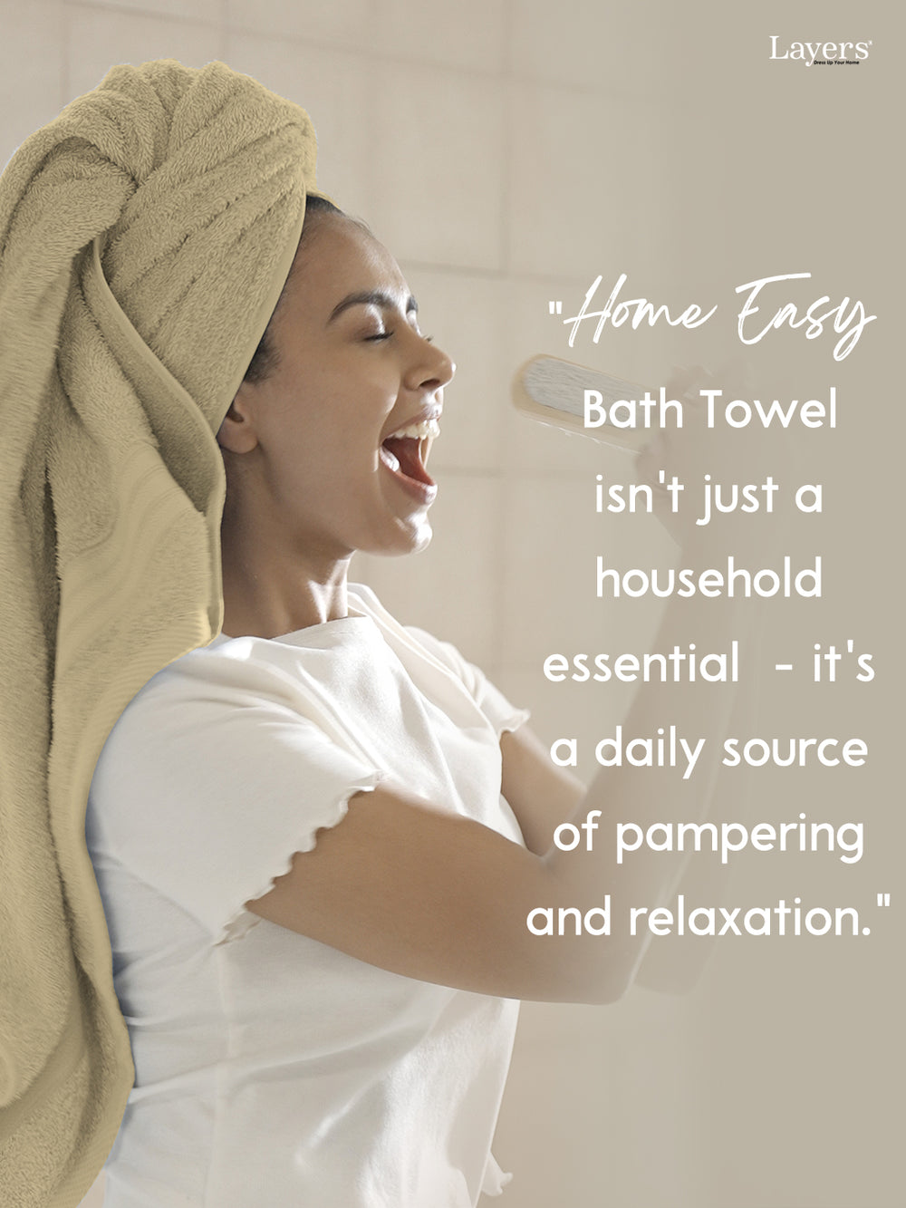 Home Easy 100% Cotton 450 GSM Cream Bath Towel - Pack of 1