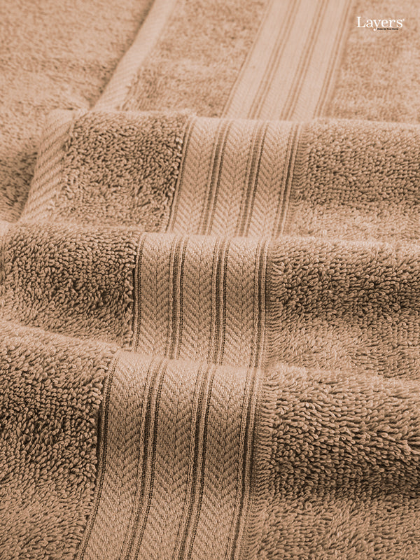 Home Easy 100% Cotton 450 GSM Beige Bath Towel - Pack of 1