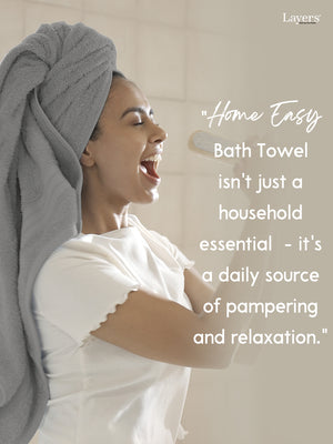 Home Easy 100% Cotton 450 GSM Grey Bath Towel - Pack of 1