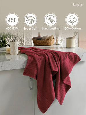 Home Easy 100% Cotton 450 GSM Purple Bath Towel - Pack of 1