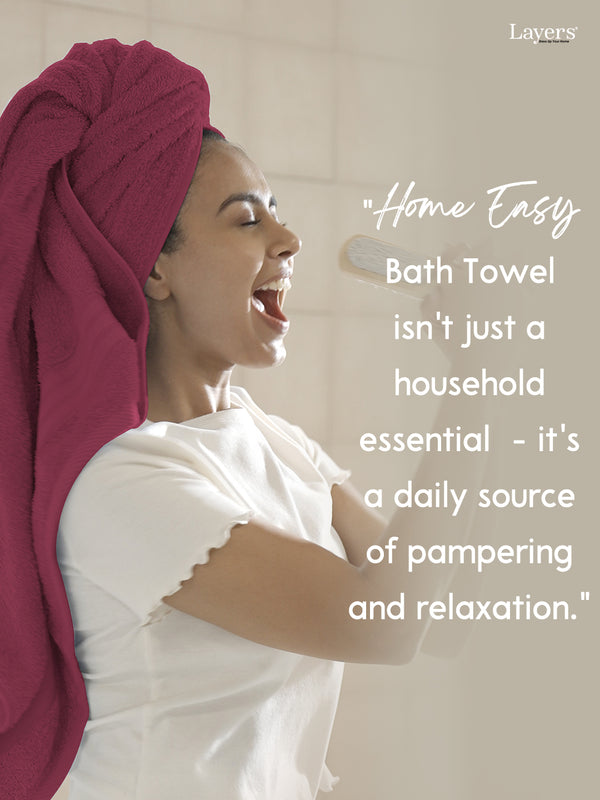 Home Easy 100% Cotton 450 GSM Purple Bath Towel - Pack of 1