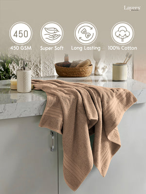 Be Bold 100% Cotton 450 GSM Beige Solid Bath Towel - Pack of 1