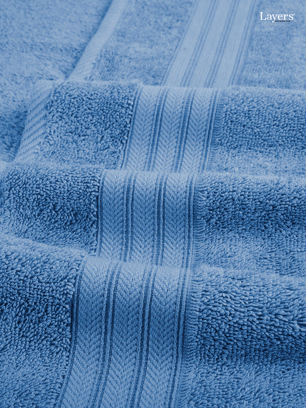 Be Bold 100% Cotton 450 GSM Blue Solid Bath Towel - Pack of 1