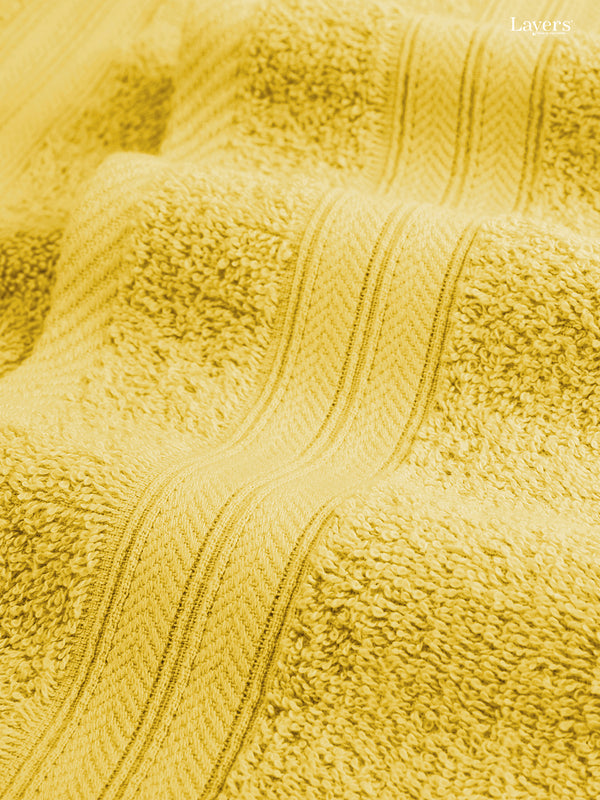 Home Easy 100% Cotton 450 GSM Yellow Hand Towels - Set of 2