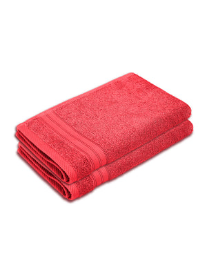 Home Easy 100% Cotton 450 GSM Pink Hand Towels - Set of 2