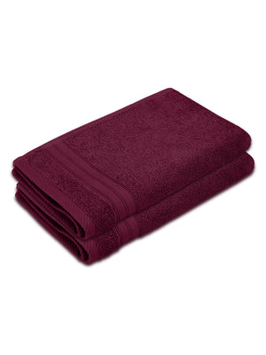 Be Bold 100% Cotton 450 GSM Purple Solid Hand Towels - Set of 2