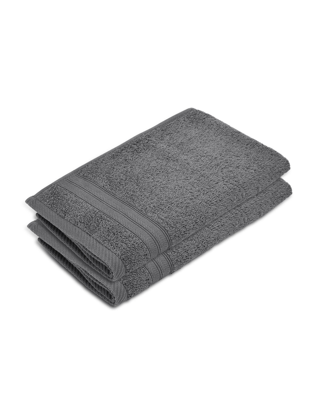 Be Bold 100% Cotton 450 GSM Grey Solid Hand Towels - Set of 2