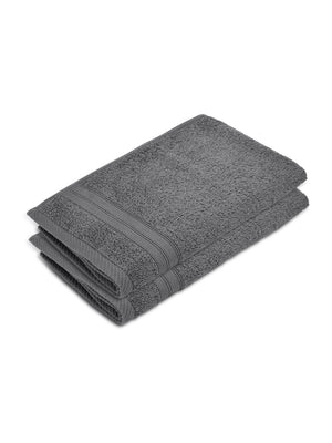 Be Bold 100% Cotton 450 GSM Grey Solid Hand Towels - Set of 2
