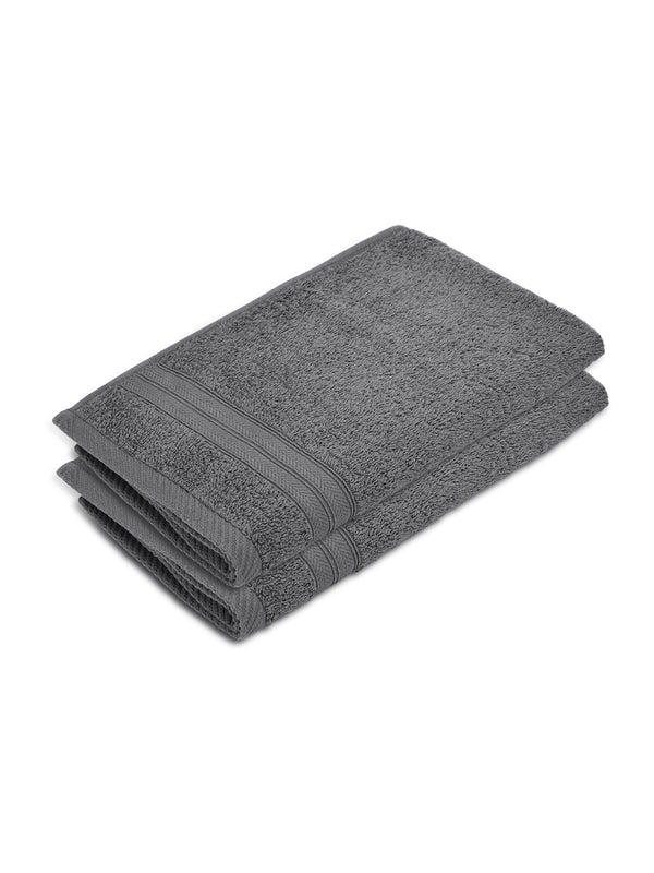 Be Bold 100% Cotton 450 GSM Grey Solid Hand Towels - Set of 2