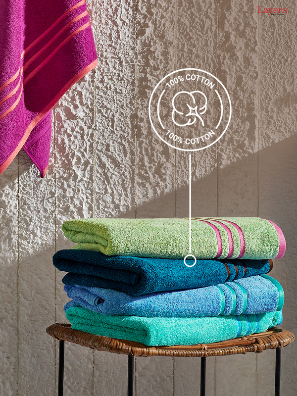 Basicx 100% Cotton 380 GSM Cream Solid Bath Towel - Set of 1