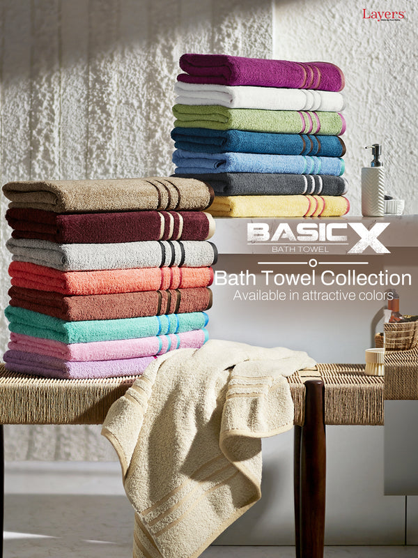 Basicx 100% Cotton 380 GSM Cream Solid Bath Towel - Set of 1