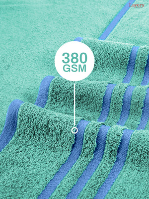 Basicx 100% Cotton 380 GSM Turquoise Solid Bath Towel - Set of 1