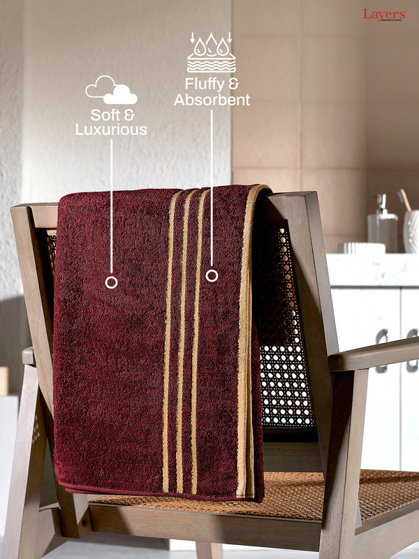 Basicx 100% Cotton 380 GSM Brown Solid Bath Towel - Set of 1