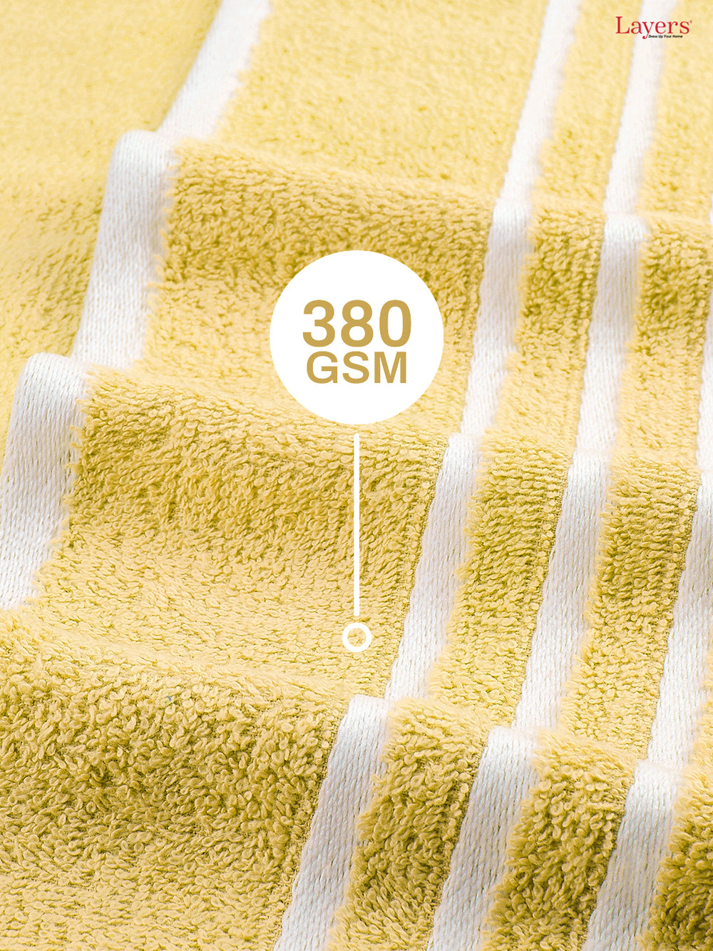 Tuscany 100% Cotton 380 GSM Yellow Solid Bath Towel - Pack of 1