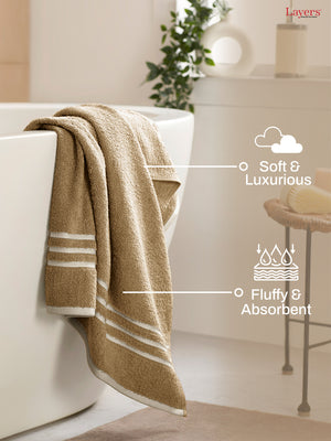 Tuscany 100% Cotton 380 GSM Cream Solid Bath Towel - Pack of 1