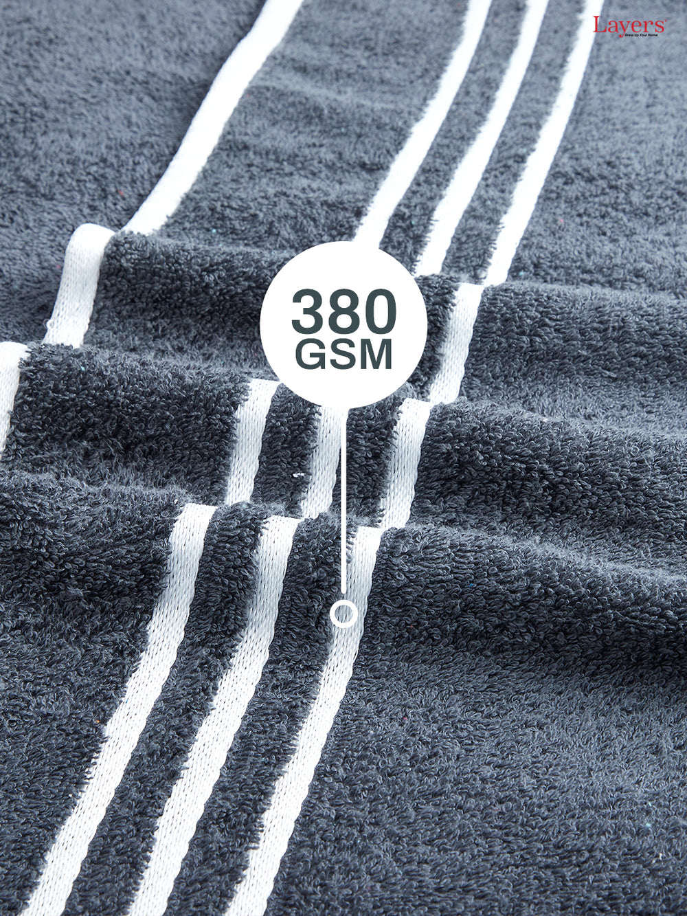 Tuscany 100% Cotton 380 GSM Grey Solid Bath Towel - Pack of 1