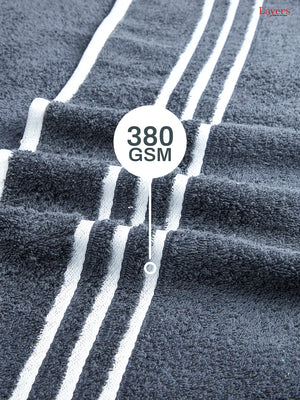 Tuscany 100% Cotton 380 GSM Grey Solid Bath Towel - Pack of 1