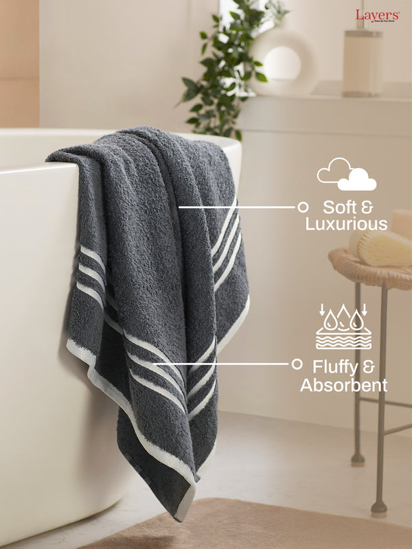 Tuscany 100% Cotton 380 GSM Grey Solid Bath Towel - Pack of 1