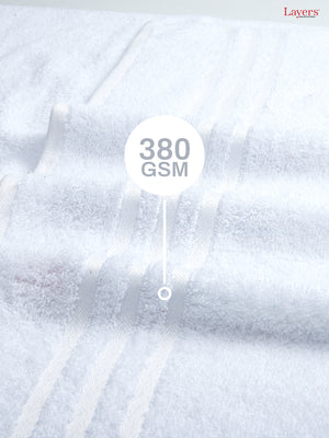 Tuscany 100% Cotton 380 GSM White Solid Bath Towel - Pack of 1