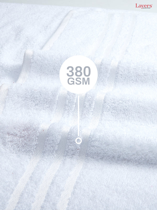 Tuscany 100% Cotton 380 GSM White Solid Bath Towel - Pack of 1