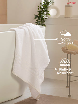 Tuscany 100% Cotton 380 GSM White Solid Bath Towel - Pack of 1