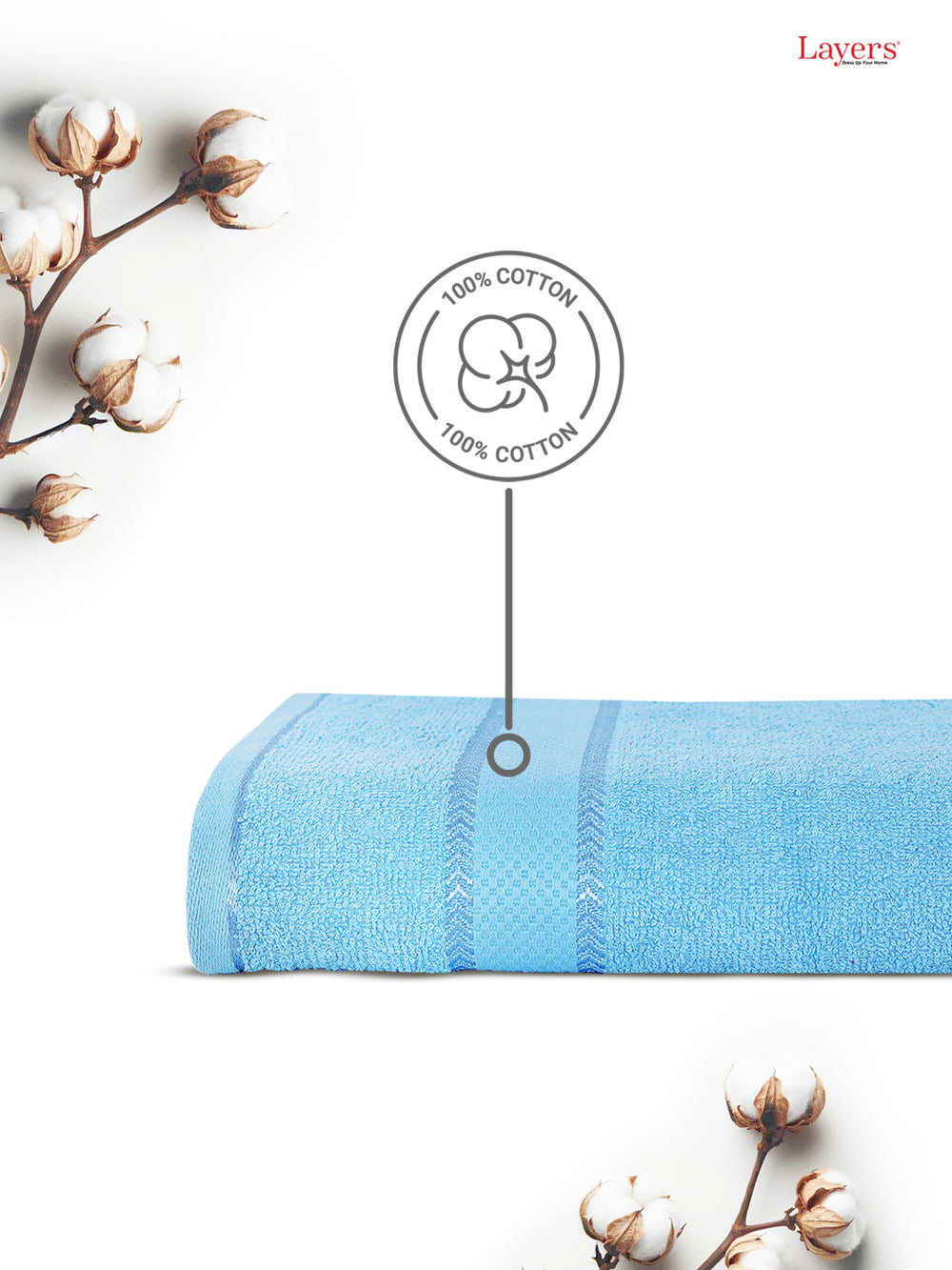 100% Cotton 380 GSM Bath Towel - Pack of 1 (Blue), Everfresh Collection