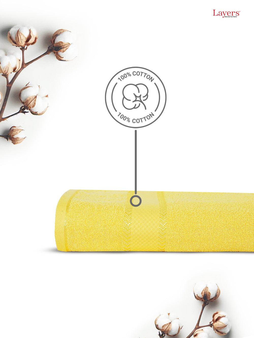 100% Cotton 380 GSM Bath Towel - Pack of 1 (Yellow), Everfresh Collection